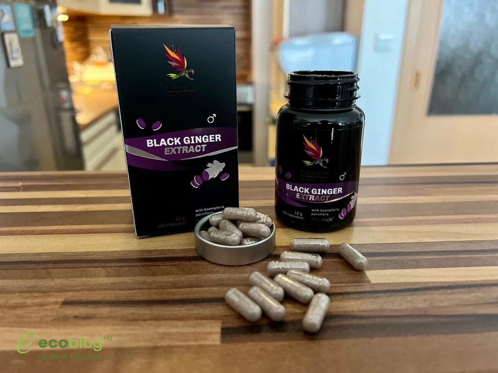 Carnium Botanicals Black Ginger Extract étrend-kiegészítő, doboz és kapszulák